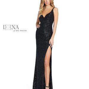 Mac Duggal Black Sequin Maxi Dress